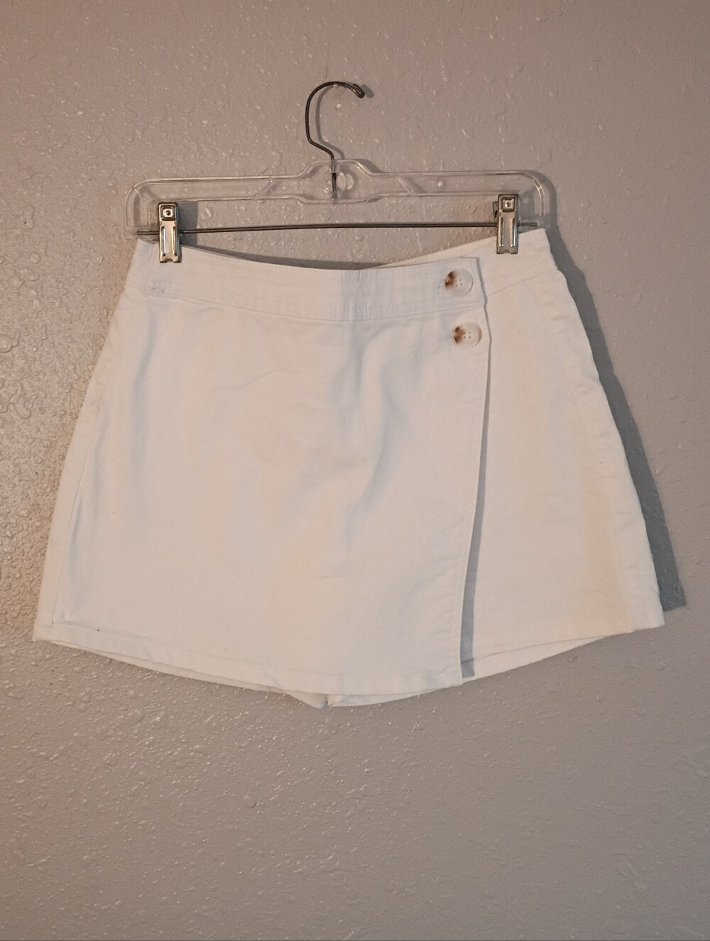 d. jeans White Cotton Mini Skirt with Stitched Hem
